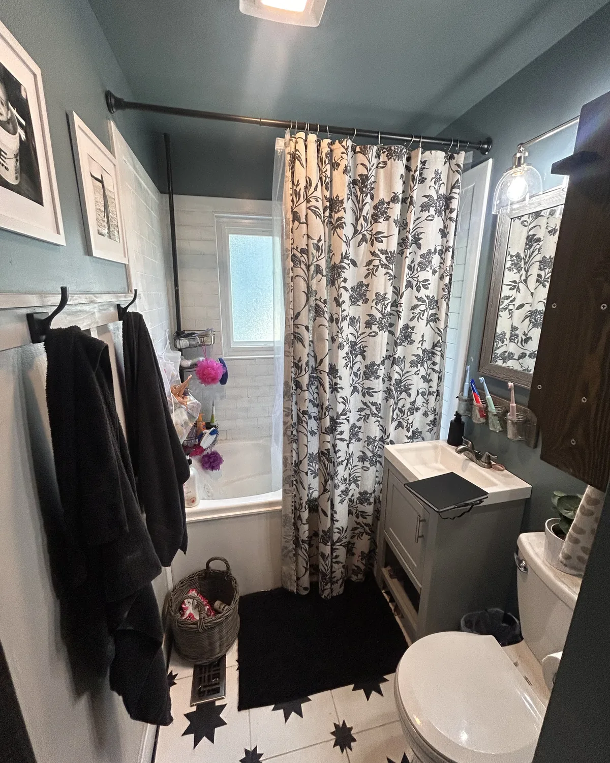 Hall bathroom · shower wall before