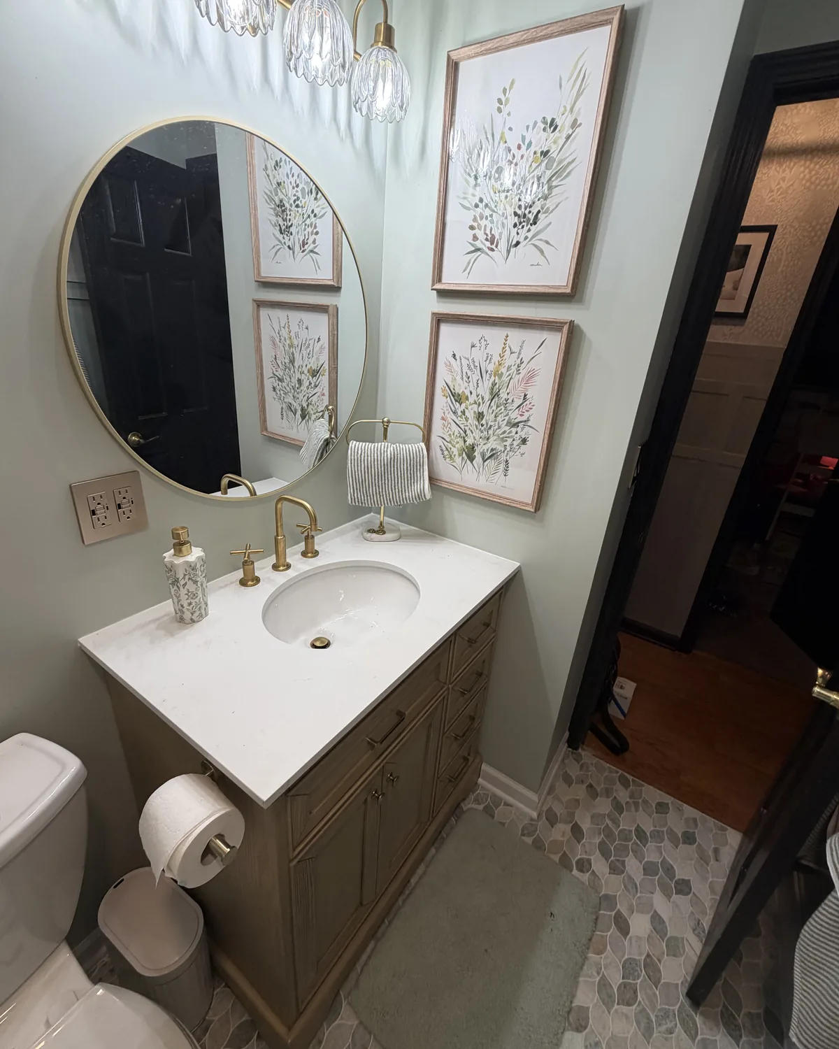 Hall bathroom · vanity wall after