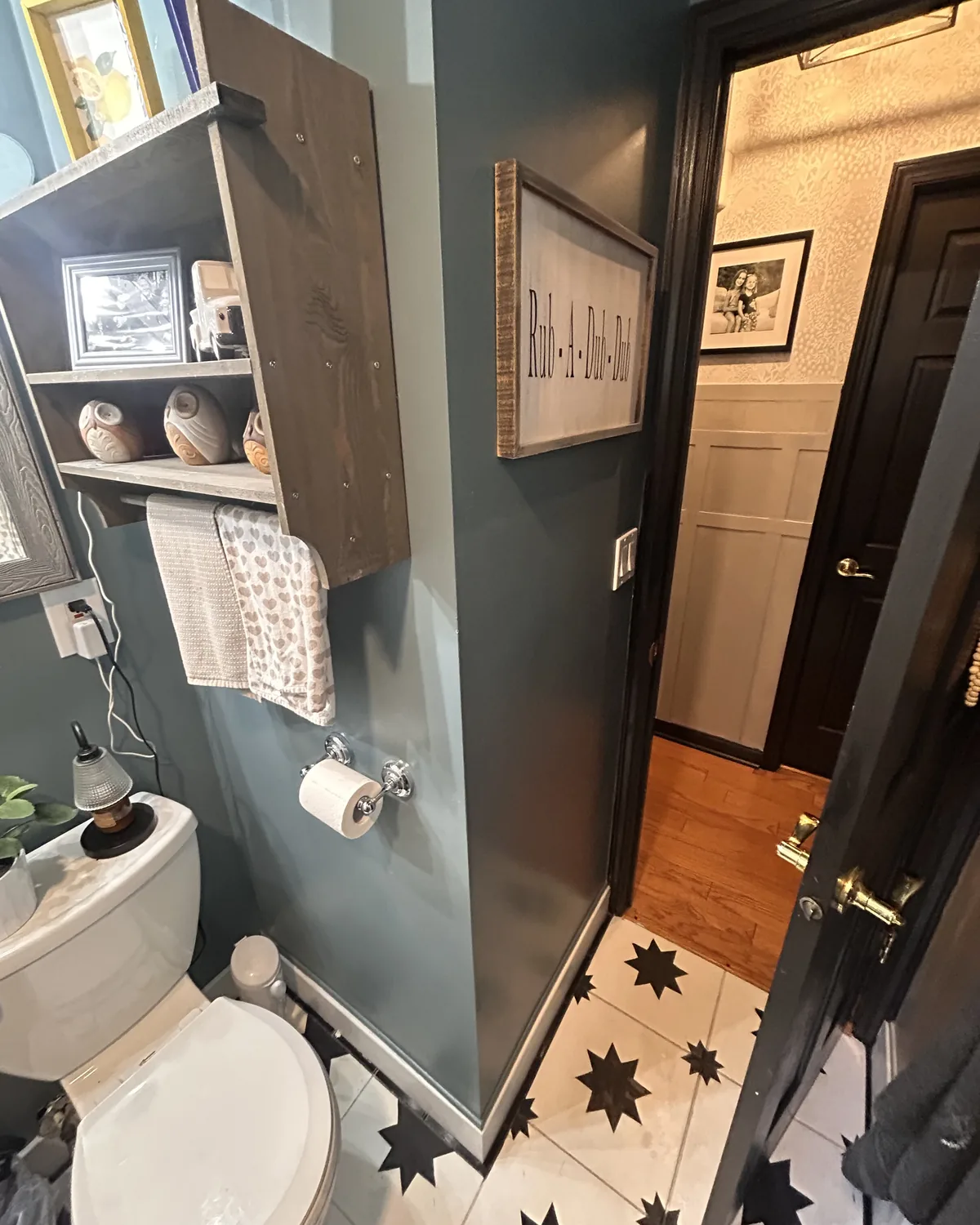 Hall bathroom · vanity wall before